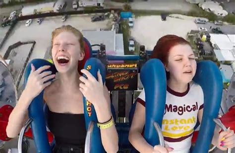 slingshot tits out|Woman Passes Out Repeatedly on Slingshot Ride